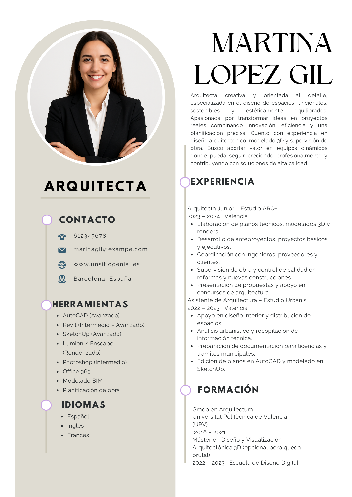 Plantilla de CV Profesional – Modelo 3 (Creativa)