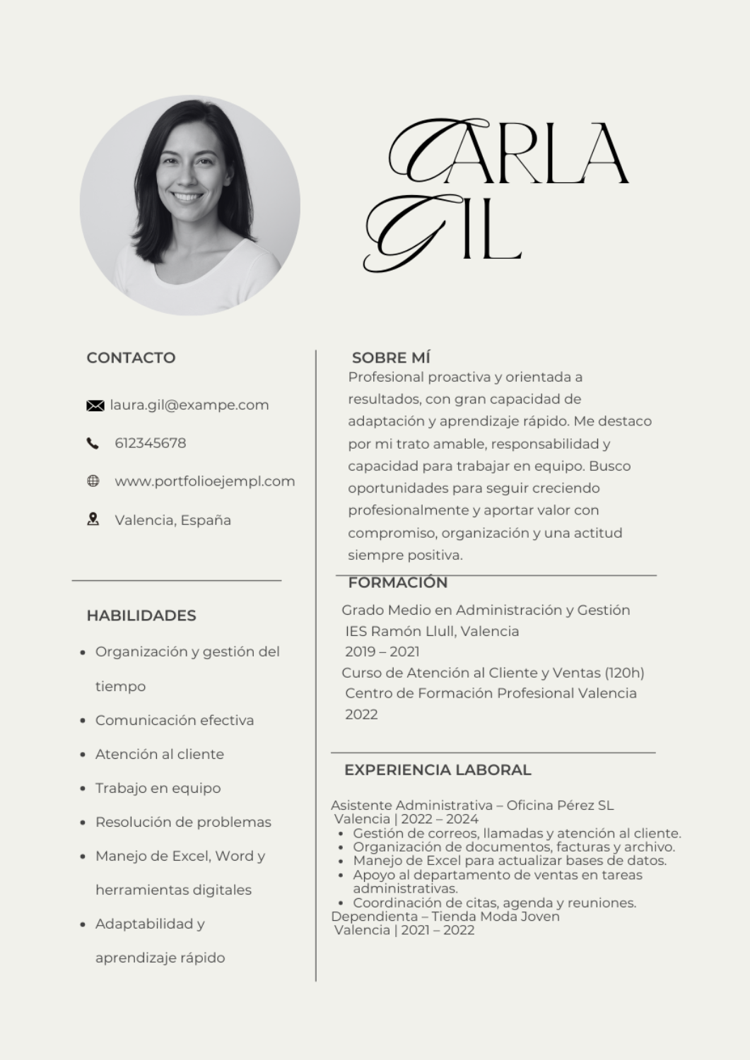 Plantilla de CV Profesional – Modelo 2 (Moderna)